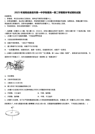2025年湖南省娄底市第一中学物理高一第二学期期末考试模拟试题含解析