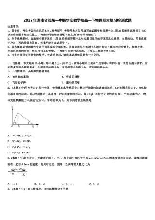 2025年湖南省邵东一中振华实验学校高一下物理期末复习检测试题含解析