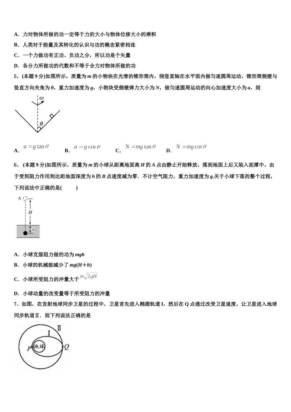 2024-2025学年湖南省长沙市长郡湘府中学物理高一下期末学业质量监测模拟试题含解析_第2页