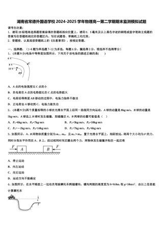 湖南省常德外国语学校2024-2025学年物理高一第二学期期末监测模拟试题含解析