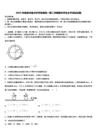 2025年娄底市重点中学物理高一第二学期期末学业水平测试试题含解析