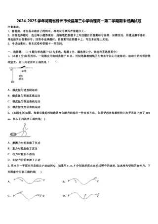2024-2025学年湖南省株洲市攸县第三中学物理高一第二学期期末经典试题含解析