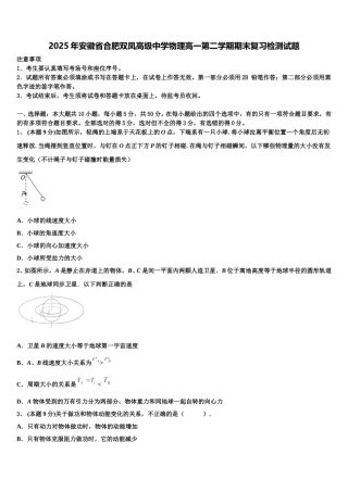 2025年安徽省合肥双凤高级中学物理高一第二学期期末复习检测试题含解析