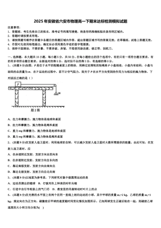 2025年安徽省六安市物理高一下期末达标检测模拟试题含解析