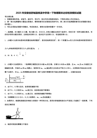 2025年安徽省舒城县桃溪中学高一下物理期末达标检测模拟试题含解析