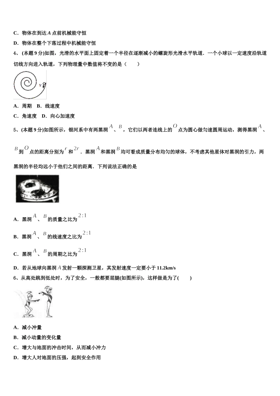 安徽省临泉县第二中学2024-2025学年高一物理第二学期期末复习检测模拟试题含解析_第2页