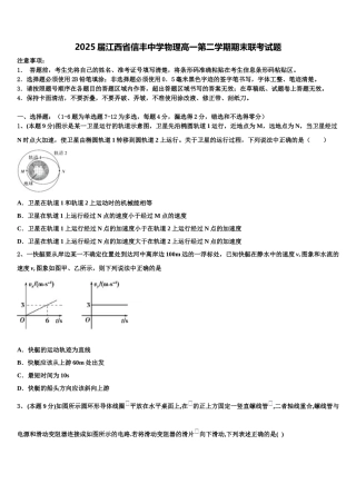 2025届江西省信丰中学物理高一第二学期期末联考试题含解析