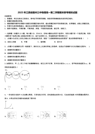 2025年江西省赣州三中物理高一第二学期期末联考模拟试题含解析