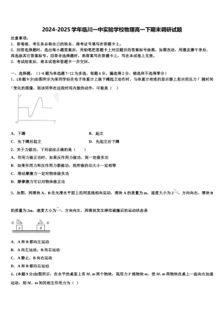 2024-2025学年临川一中实验学校物理高一下期末调研试题含解析