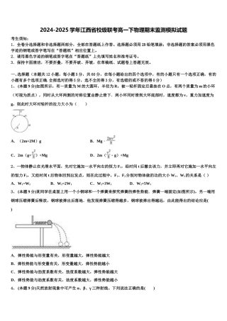 2024-2025学年江西省校级联考高一下物理期末监测模拟试题含解析