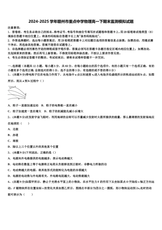 2024-2025学年赣州市重点中学物理高一下期末监测模拟试题含解析