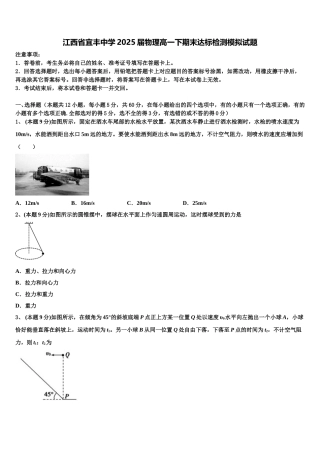 江西省宜丰中学2025届物理高一下期末达标检测模拟试题含解析