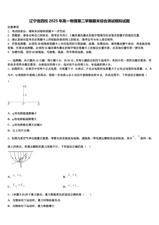 辽宁省四校2025年高一物理第二学期期末综合测试模拟试题含解析