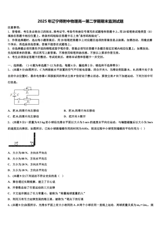 2025年辽宁师附中物理高一第二学期期末监测试题含解析