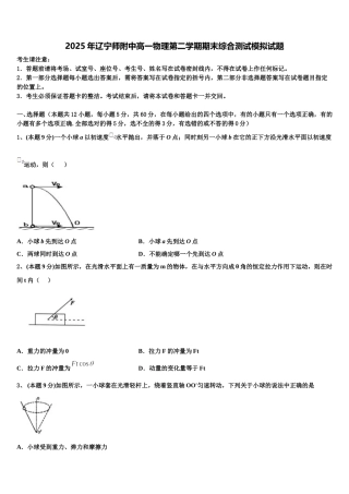 2025年辽宁师附中高一物理第二学期期末综合测试模拟试题含解析