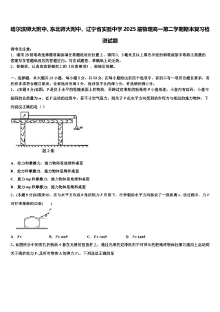 哈尔滨师大附中、东北师大附中、 辽宁省实验中学2025届物理高一第二学期期末复习检测试题含解析