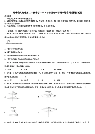 辽宁省大连市第二十四中学2025年物理高一下期末综合测试模拟试题含解析