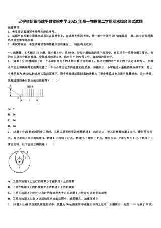 辽宁省朝阳市建平县实验中学2025年高一物理第二学期期末综合测试试题含解析