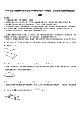 2025届辽宁省葫芦岛市实验中学东戴河分校高一物理第二学期期末质量跟踪监视模拟试题含解析