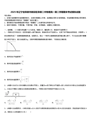 2025年辽宁省阜新市新邱区阜新二中物理高一第二学期期末考试模拟试题含解析