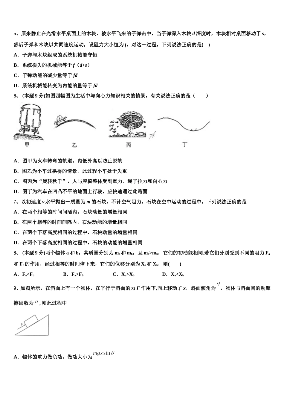 辽宁省沈阳市东北育才学校2024-2025学年物理高一下期末综合测试模拟试题含解析_第2页