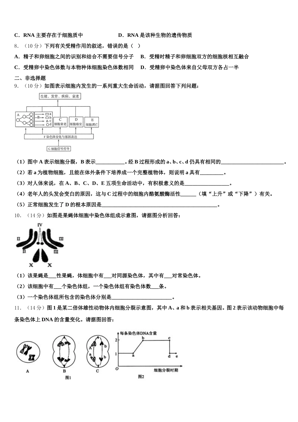 2025年江苏省马坝高级中学生物高一下期末预测试题含解析_第2页