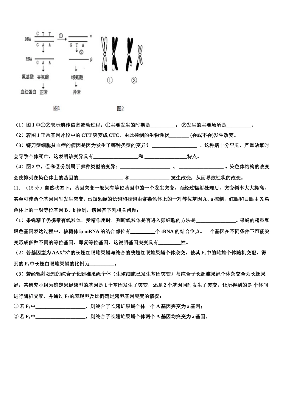 2025年江苏省南通市如东中学、栟茶中学生物高一第二学期期末考试试题含解析_第3页