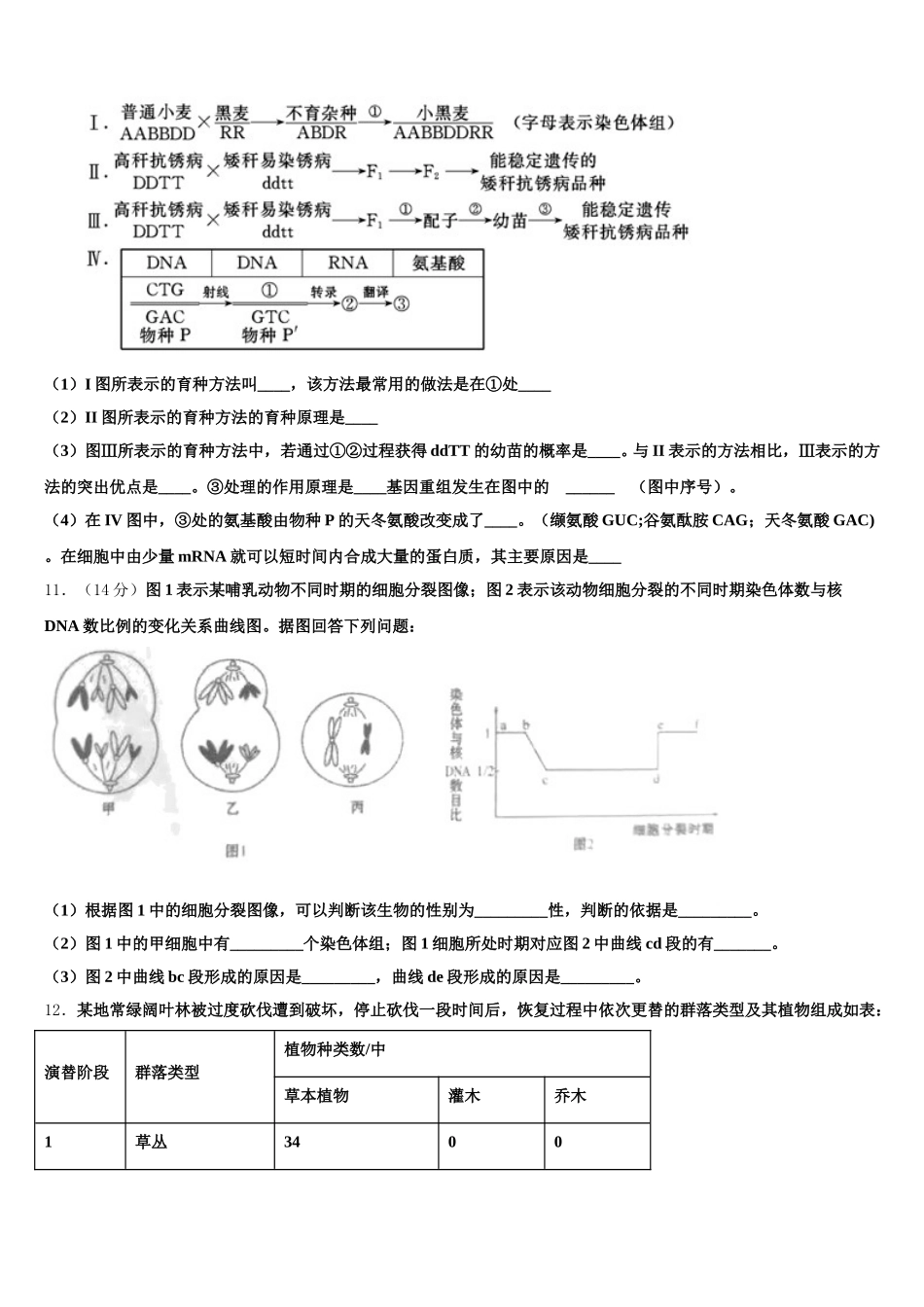 2025届江苏省南京市盐城市高一生物第二学期期末质量检测模拟试题含解析_第3页
