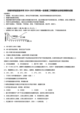 无锡市侨谊实验中学2024-2025学年高一生物第二学期期末达标检测模拟试题含解析