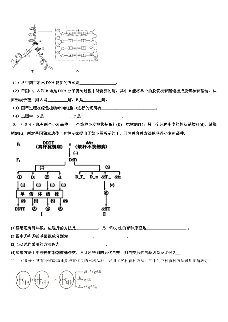 2025届江苏省如东中学、栟茶中学生物高一下期末调研模拟试题含解析_第3页