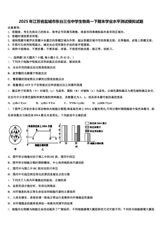 2025年江苏省盐城市东台三仓中学生物高一下期末学业水平测试模拟试题含解析