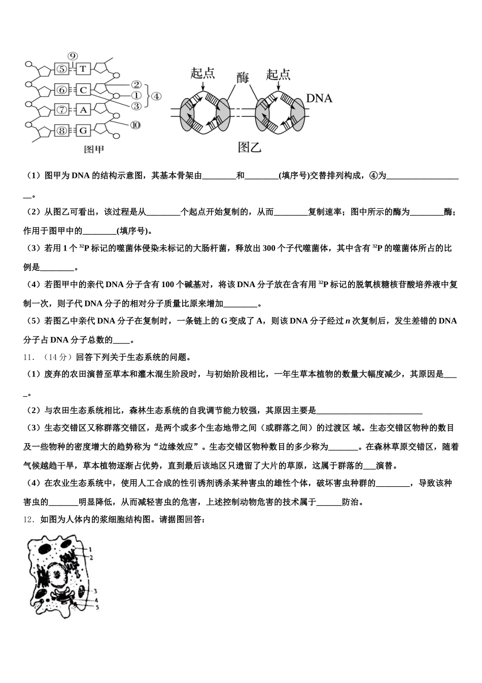 2024-2025学年江苏省启东市建新中学高一生物第二学期期末学业水平测试模拟试题含解析_第3页