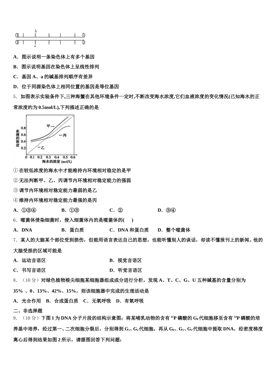 2025年江苏省南师附中高一下生物期末教学质量检测试题含解析_第2页