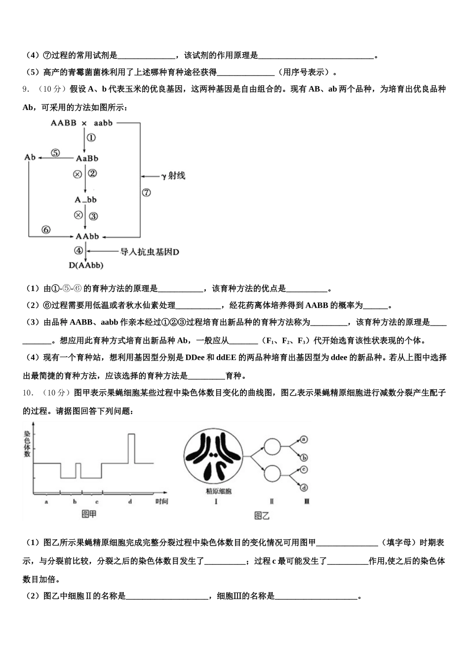 2024-2025学年江苏省大丰市南阳中学生物高一第二学期期末联考试题含解析_第3页