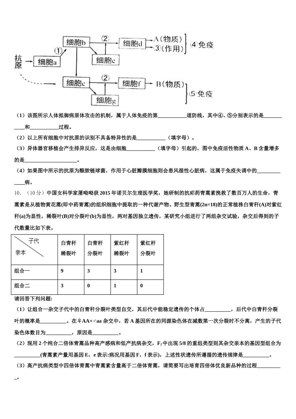 江苏省宿迁市2025年高一生物第二学期期末学业质量监测试题含解析_第3页