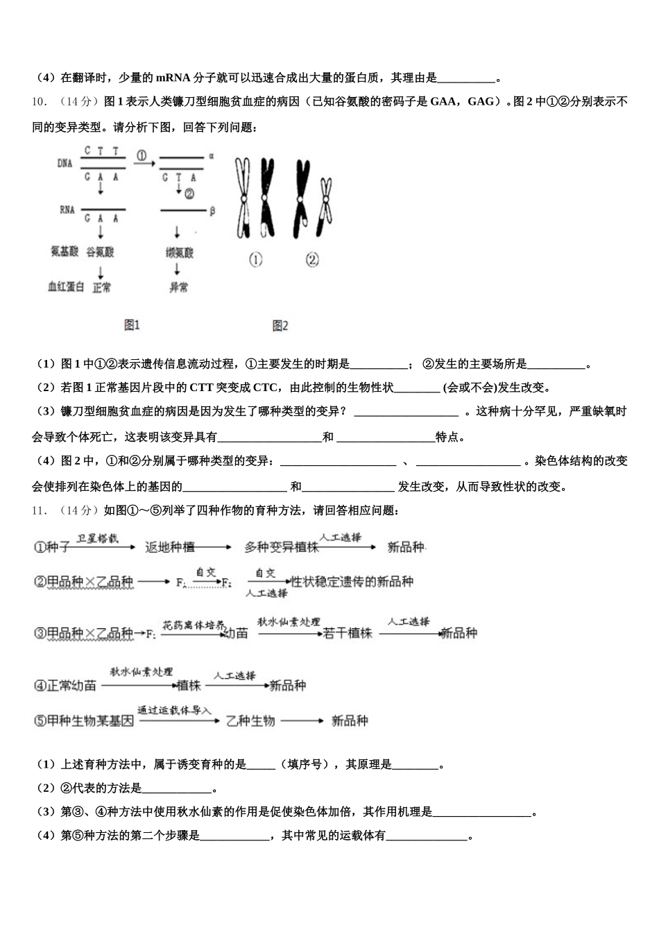 2024-2025学年江苏省江都中学 生物高一下期末质量检测模拟试题含解析_第3页