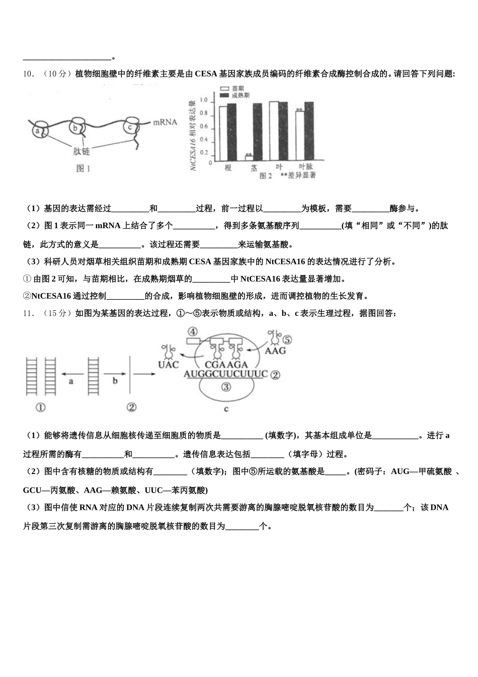2025年江苏省各地高一下生物期末学业质量监测模拟试题含解析_第3页