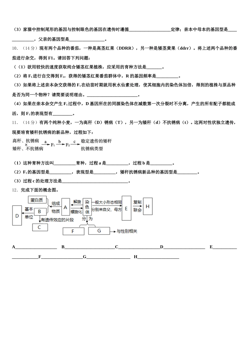 江苏省徐州市第五中学2025年生物高一下期末调研模拟试题含解析_第3页