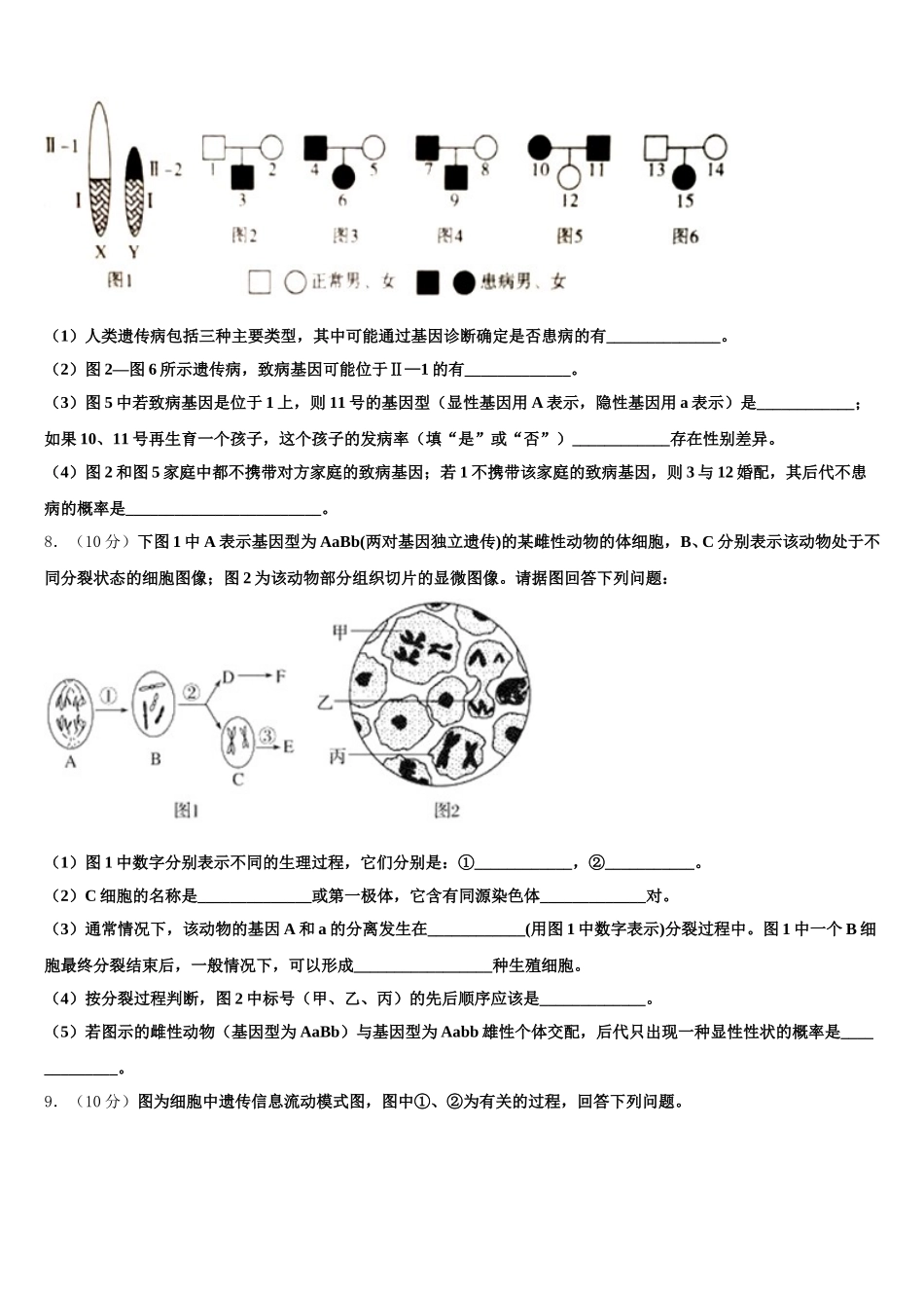 江苏宿迁市2024-2025学年高一下生物期末质量跟踪监视模拟试题含解析_第3页