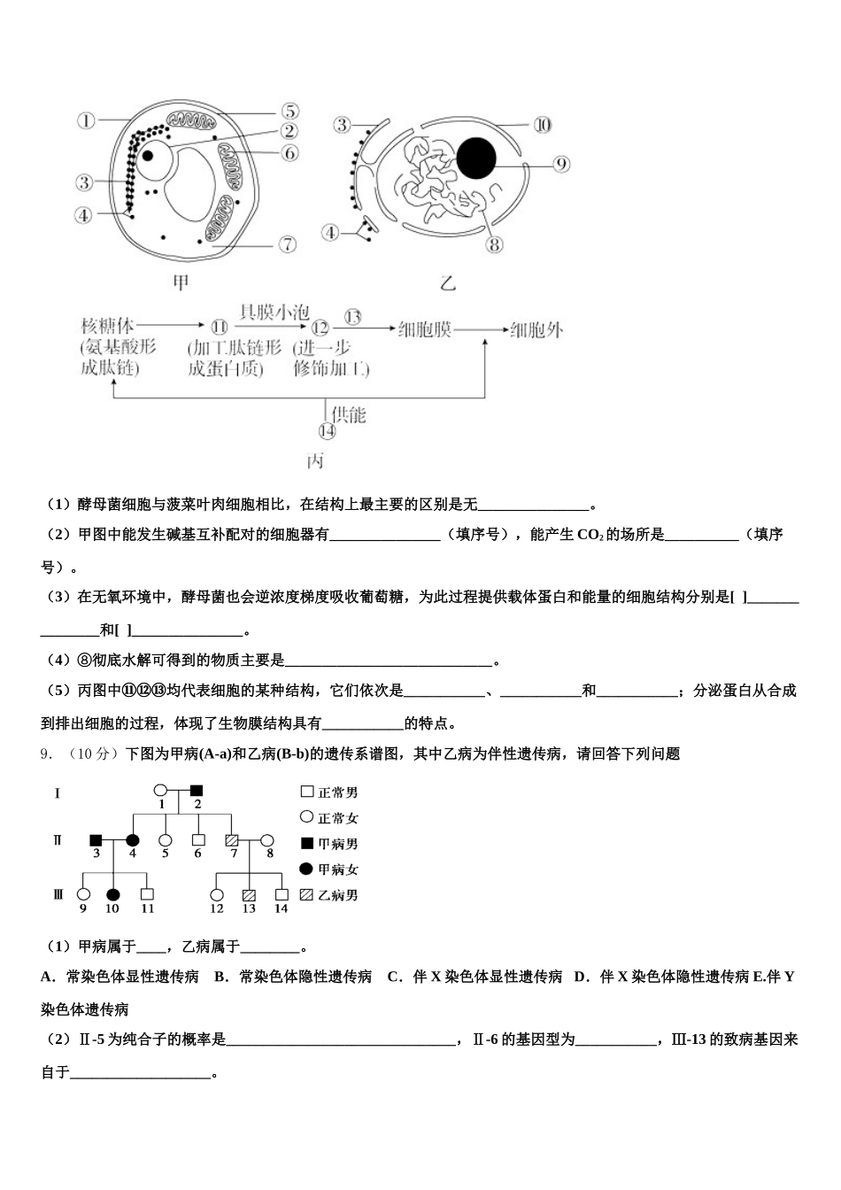 2025届江苏省江阴四校生物高一第二学期期末学业水平测试模拟试题含解析_第3页