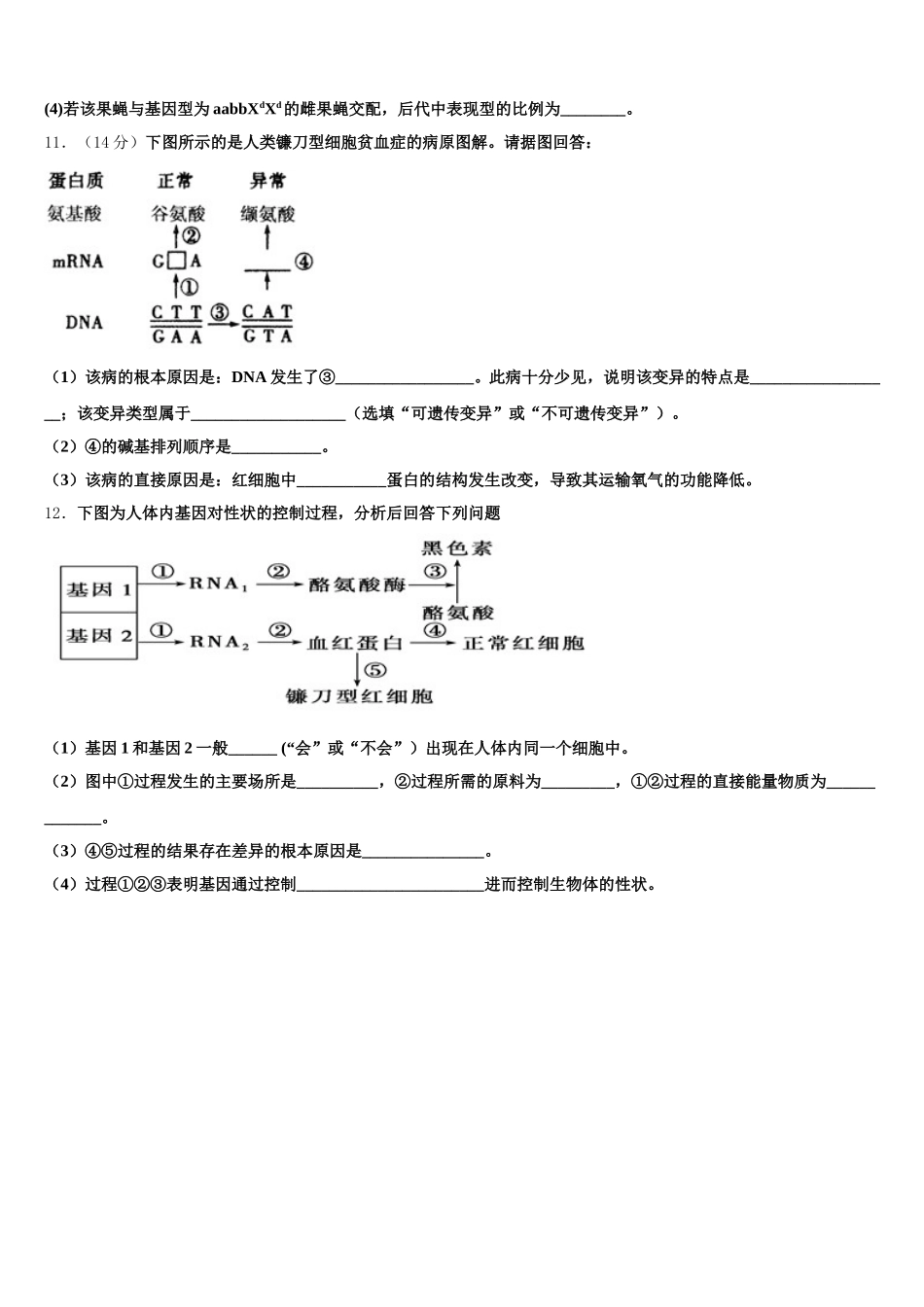 2025届江苏省无锡市达标名校高一下生物期末达标检测试题含解析_第3页