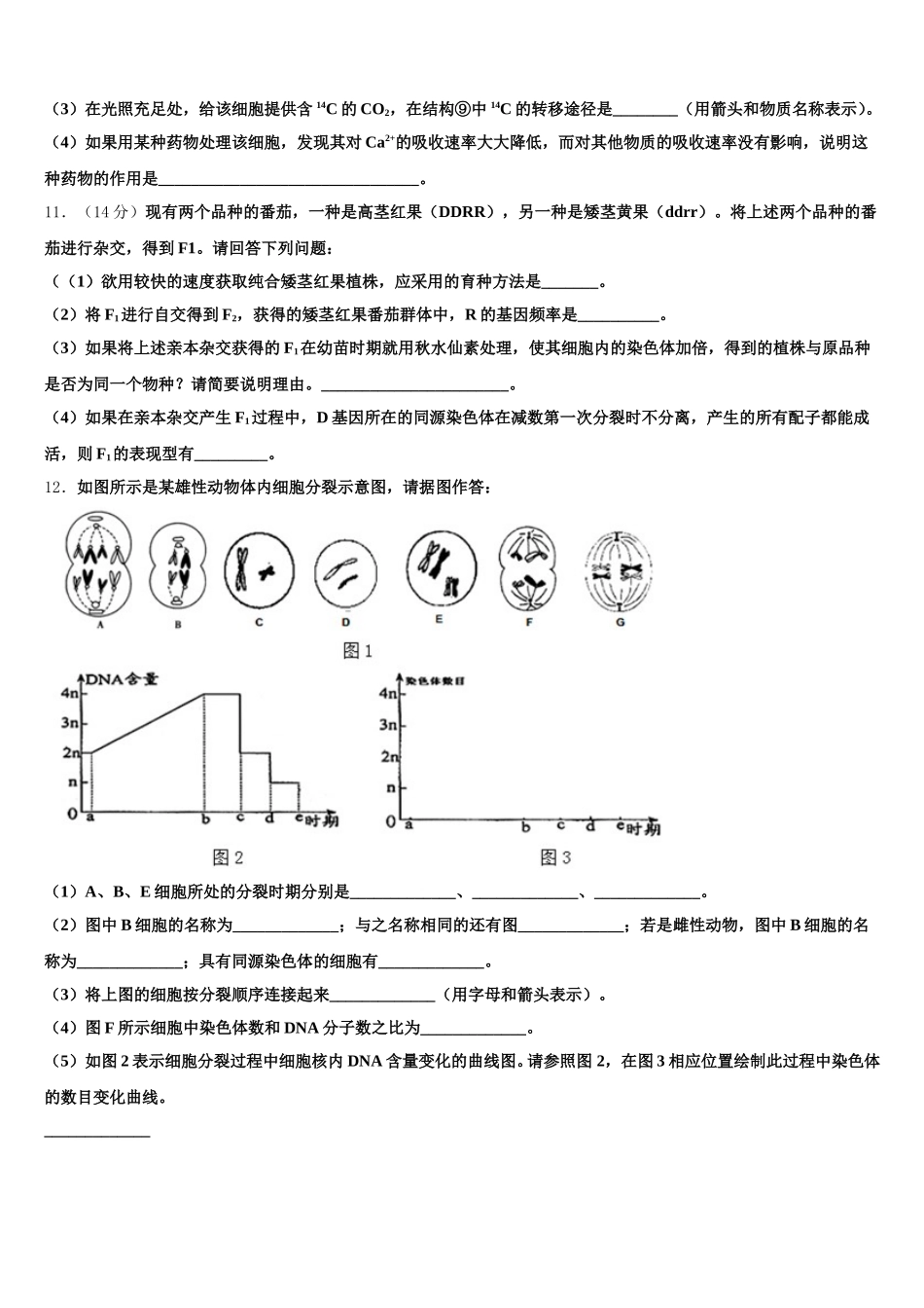 江苏省赣榆县一中2025届高一生物第二学期期末监测模拟试题含解析_第3页