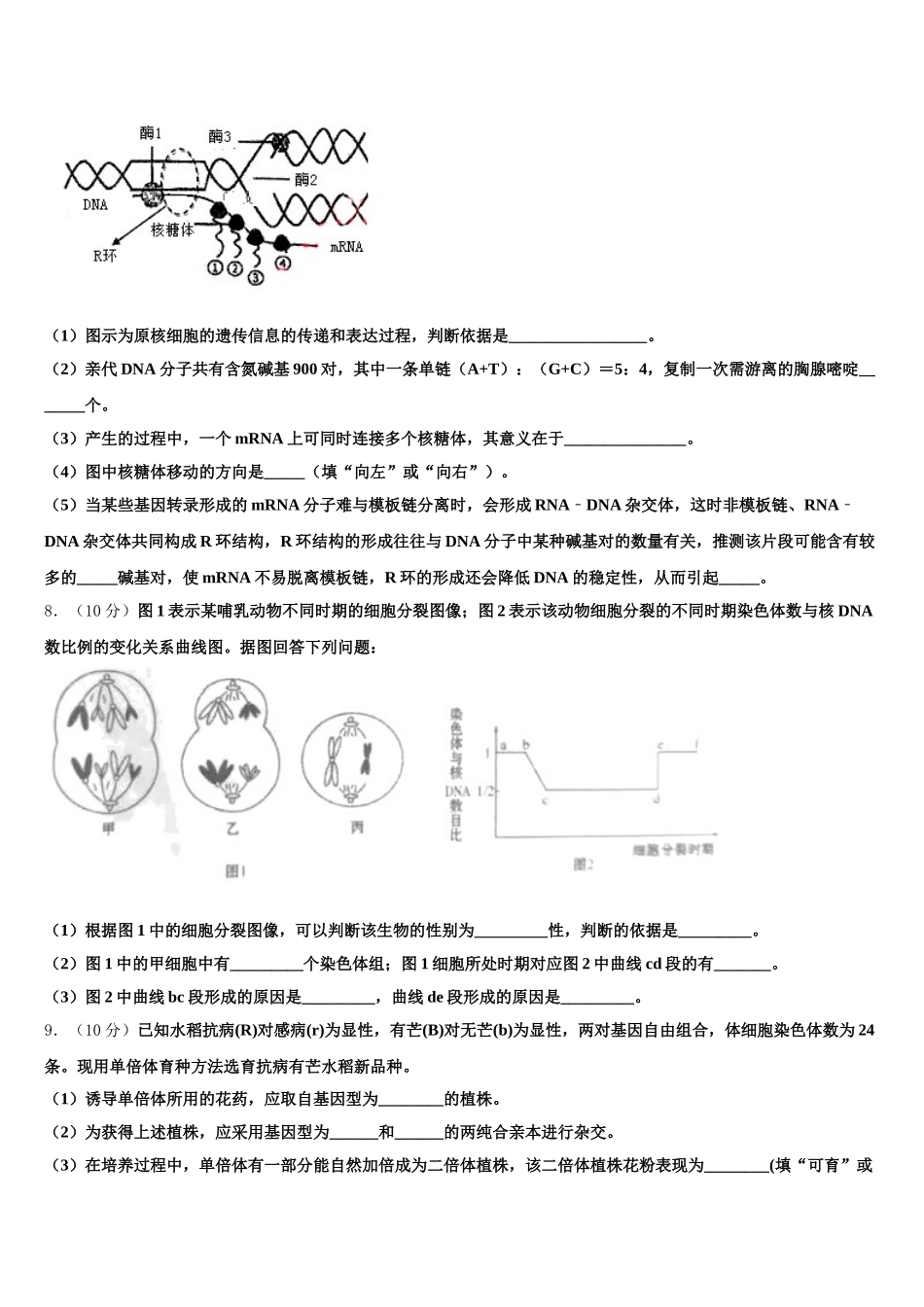 2024-2025学年江苏省丹阳市丹阳高级中学生物高一下期末达标检测模拟试题含解析_第2页