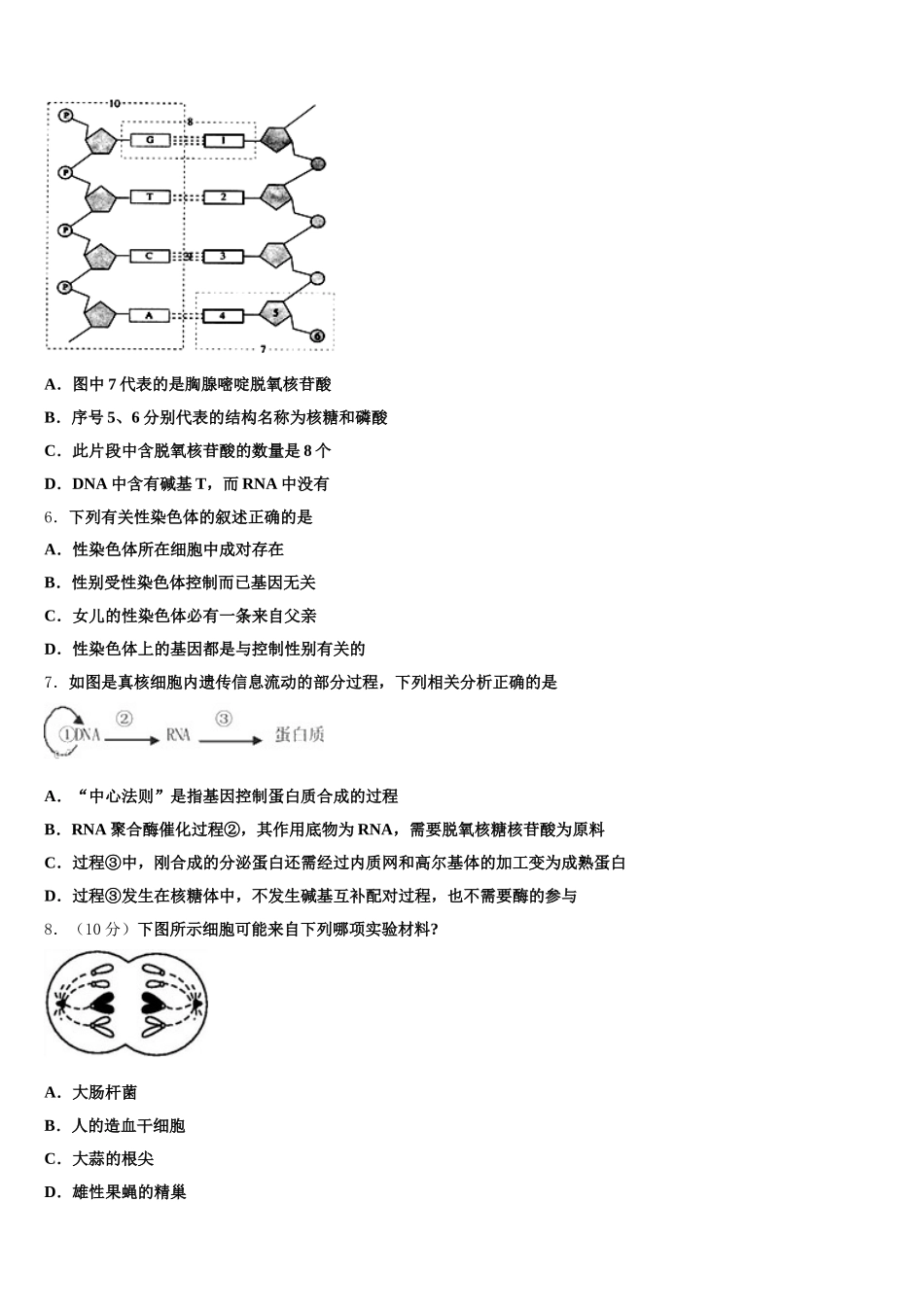 2025届江苏省无锡市第一中学生物高一下期末学业质量监测试题含解析_第2页