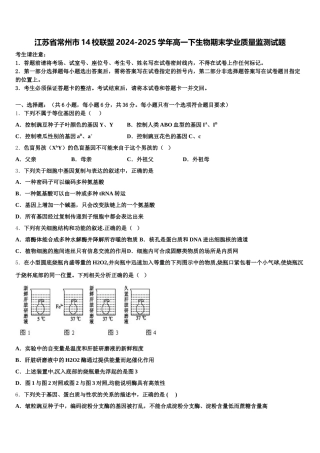 江苏省常州市14校联盟2024-2025学年高一下生物期末学业质量监测试题含解析