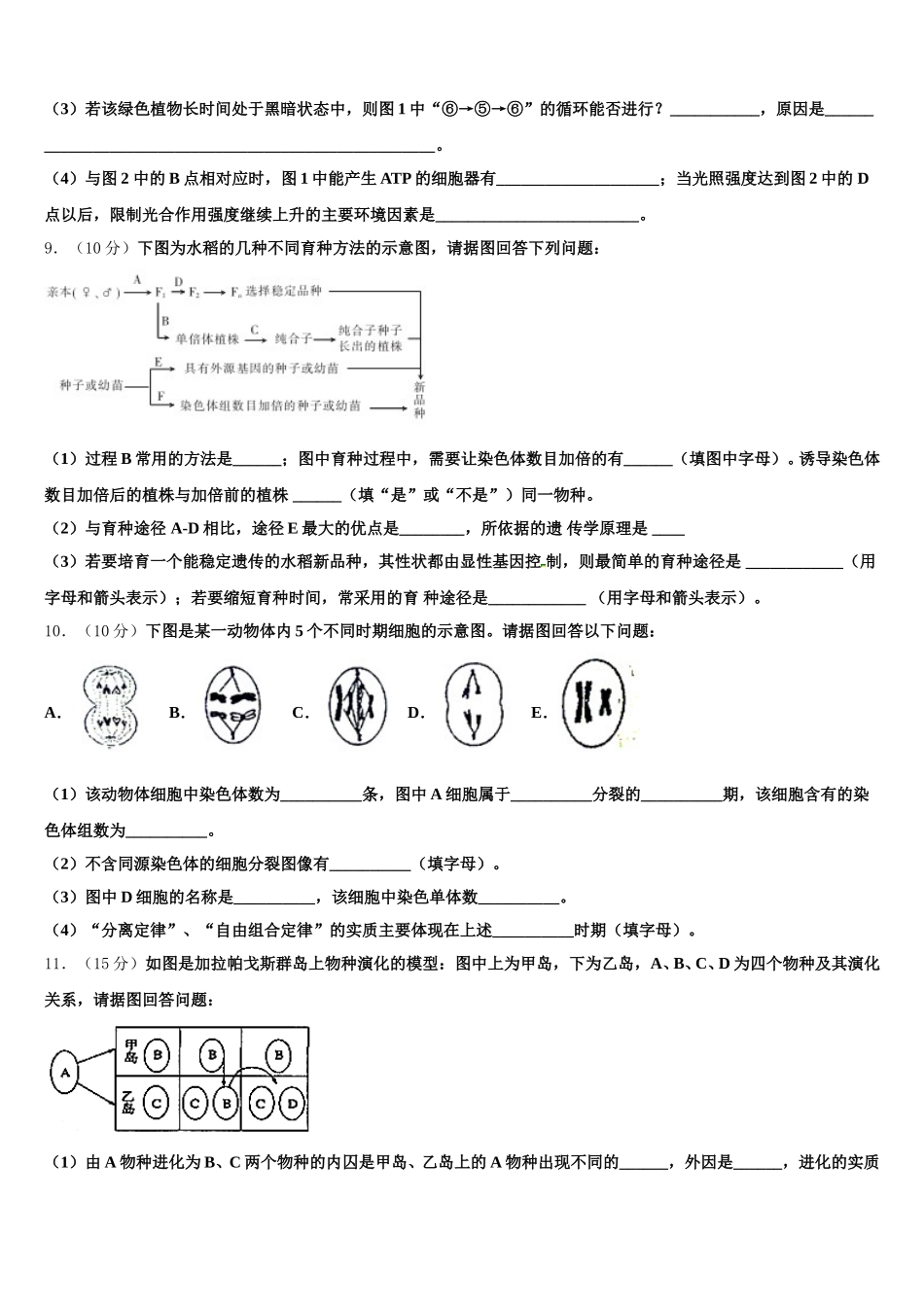 江苏省泰州市泰兴一中2024-2025学年高一下生物期末考试试题含解析_第3页