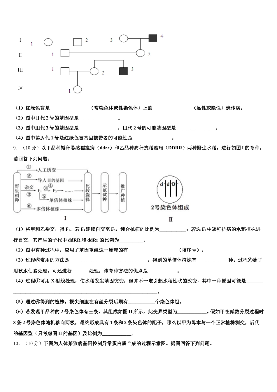 2025年江苏省盐城中学高一生物第二学期期末综合测试试题含解析_第3页