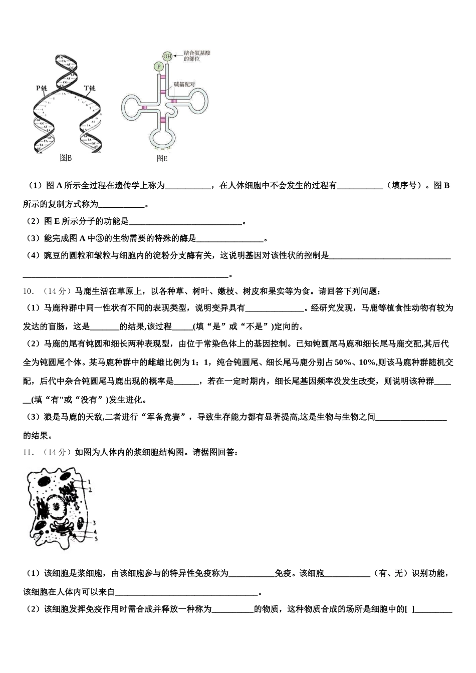 江苏省泰州市第二中学2025届高一生物第二学期期末综合测试试题含解析_第3页