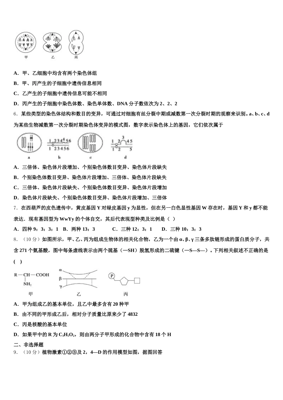 2025年江苏省淮海中学生物高一下期末联考模拟试题含解析_第2页