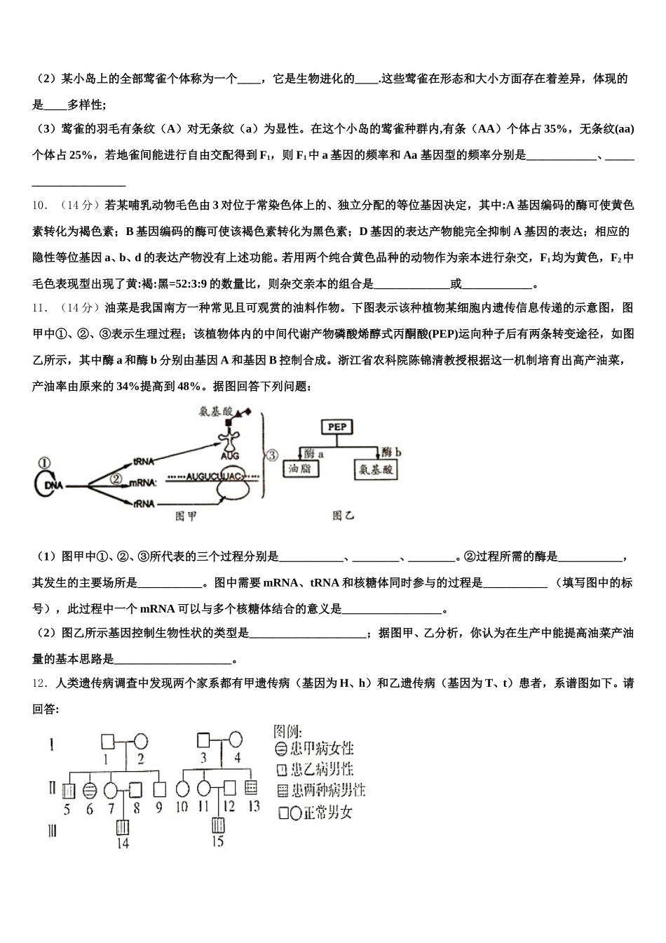 江苏省启东市启东中学2024-2025学年高一下生物期末复习检测试题含解析_第3页
